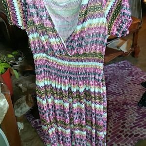 A long thin summer dress. Very cute v cut.